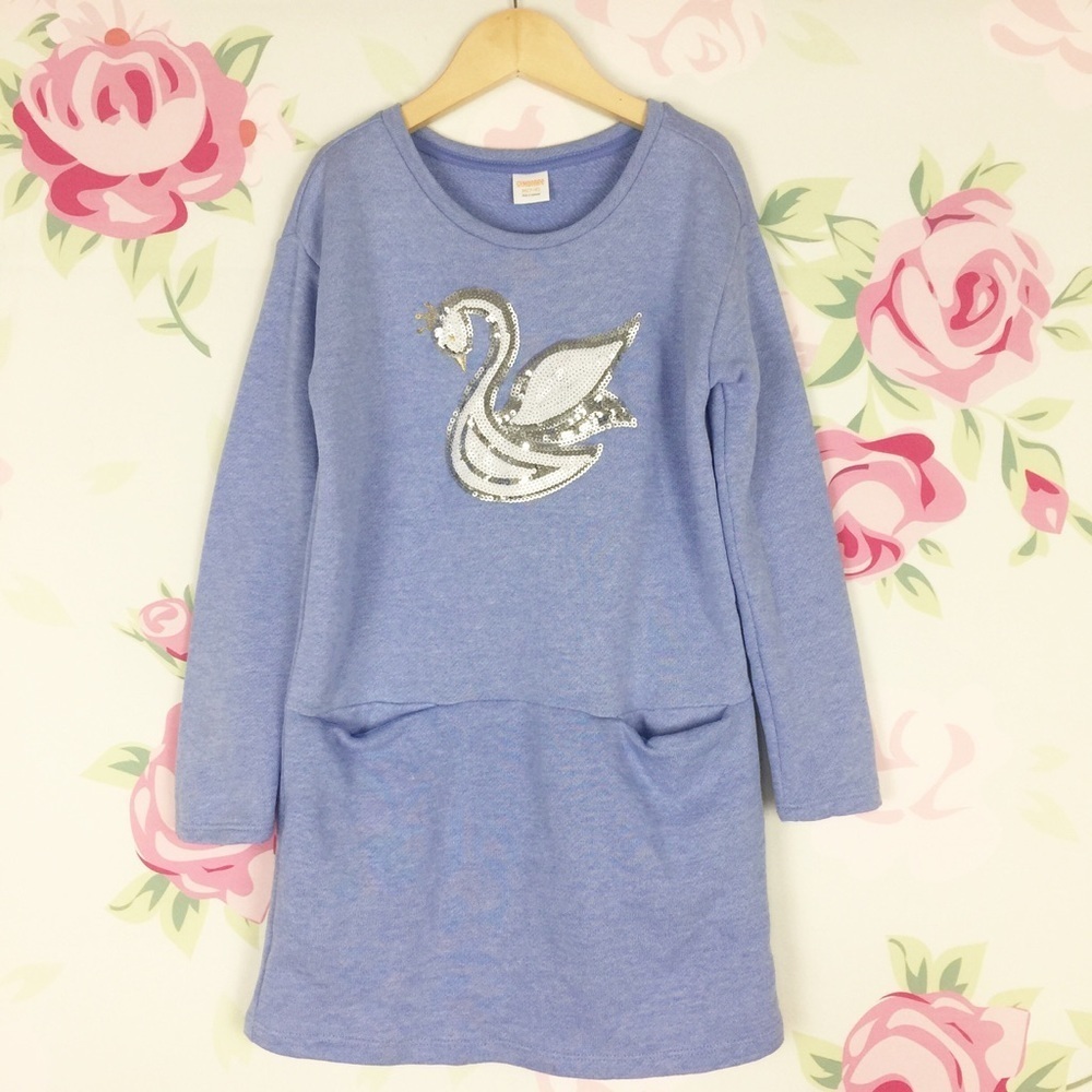 Gymboree Girl Jersey Swan Sequin Tunic Dress M